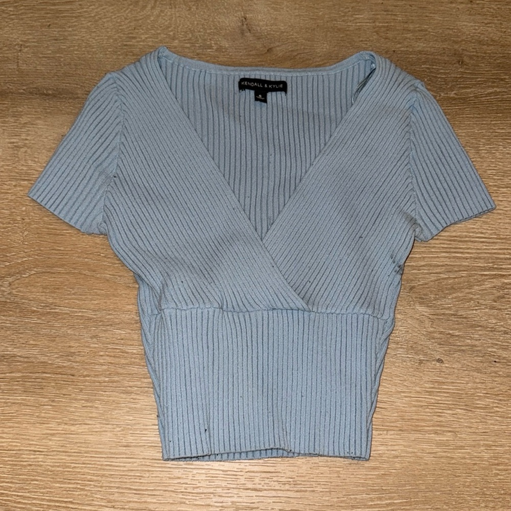 Kendall & Kylie Baby Blue Knit Top